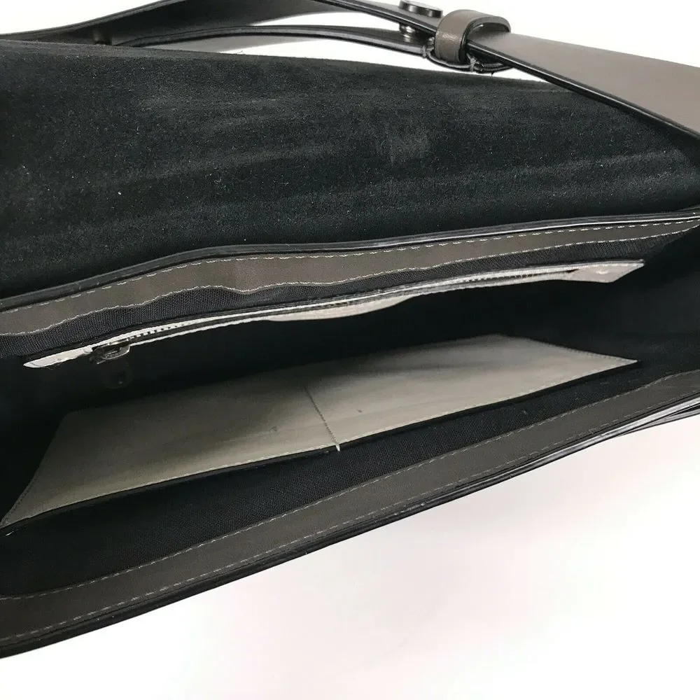 rag & bone Smoke Gray Leather Flap Saddle Bag 3-Way Strap Shoulder 9”H 11”W 2”D - Picture 10 of 15